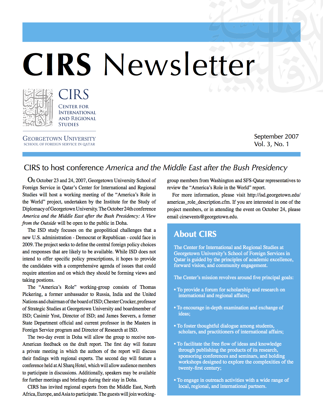 CIRS Newsletter No. 01