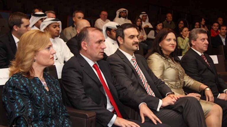 الرئيس المقدوني يلقي محاضرة في كلية الشؤون الدولية بجامعة جورجتاون في قطر